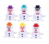 PLAFOPE 6pcs Clockwork Snowman Christmas Classroom Prizes Christmas Snowman Plastic Wind up Santa Stocking Stuffers Holiday Game Prizes