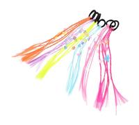 PLAFOPE 6Pcs Colorful Rainbow Braided Hairpieces for Synthetic Extensions with Stars Flowers and Shells for Party Dress Up and Creative Hairstyles