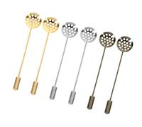 PLAFOPE 6pcs DIY Lapel Pins round Metal Tray Base, Mixed Gold Silver and Antique Green Stick Pins for Brooch Making, Corsage Craft Accessories for Men and Women
