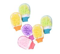 PLAFOPE 6PCS Exfoliating Bath Gloves Fiber Shower Scrub for Dead Skin Removal Comfortable Cleaning Mitts for Men Women Portable with Random Colors Random Color