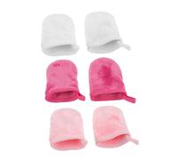 PLAFOPE 6Pcs Facial Cleaning Gloves for Gentle Exfoliating and Makeup Removal Breathable Water-absorbent Face Washing Tool Travel-friendly in White Rose Red and Pink