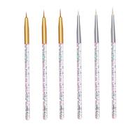 PLAFOPE 6pcs Fine Nail Art Painting Pen Silver Rods Brushes for Professional Manicure for Detailing and Stripping Designs