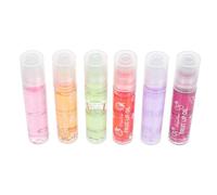 PLAFOPE 6pcs Fruit Lip Balm Set with Roll-on Moisturizing Lip Gloss in Peach Orange Avocado Strawberry Grape Cherry Flavors