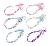 PLAFOPE 6pcs Girls Hair Extensions Ponytail Wig Pink Hair Tinsel Jumbo Braids for Boys and Girls Party Piece