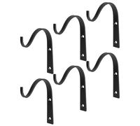 PLAFOPE 6pcs Iron Wall Mounted Hanging Basket Hooks for Hanging Baskets and Bird Feeders, Sturdy Construction with Space Optimization, Decorative Black Metal Plant Hangers for Wall Hook