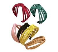 PLAFOPE 6Pcs Knit Knot Headband Set for Women Fabric Covered Hairbands Yellow Black Khaki Dark Green Pink Stylish Hair Accessories for Daily Wear and All Hair Types