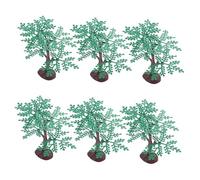 PLAFOPE 6pcs Miniature Green Plastic Trees for Train Layouts Detachable DIY Model Railroad Scenery Accessories Realistic Lifelike Design for Dioramas and Crafts
