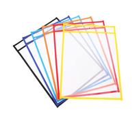 PLAFOPE 6pcs Reusable Dry Erase Pockets Transparent Double-Sided Sleeves for Classroom Teacher Supplies Erasable Stationery for Educational Use