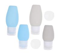 PLAFOPE 6Pcs Reusable Silicone Travel Bottles Leakproof Refillable Subpackage Containers for Perfume Lotion Liquid Soap Blue Grey Portable Cosmetic Storage for Trip Camping