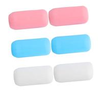 PLAFOPE 6pcs Silicone Travel Container Covers Elastic Protective Sleeves for Lotion Shampoo Bottles Multipurpose Leak Stretchable Bottle Covers for Outdoor Travel White Blue Pink