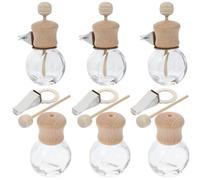 PLAFOPE 6pcs Small Perfume Diffuser Bottles with Glass and Wood Material 10ml Compact Scent Diffuser Clips for Car Air Conditioner Easy to Carry to Keep Car Fresh
