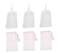 PLAFOPE 6Pcs Soap Pouch Soap Foaming Net Face Cleansing Double-Layer Grid PE Mesh Easy Bubble Maker Exfoliating Pouch