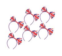 PLAFOPE 6pcs Union Jack Bow Headbands for Football Fans British Flag Hair Accessories Comfortable Fit Craftsmanship Stylish Design for Festival Party Events