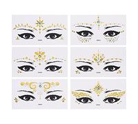 PLAFOPE 6sheets Face Temporary Tattoos for Eye Makeup Cosmetic Party Decals Halloween Stickers for Boys and Girls Tattoos Decals Halloween Supply for Day Dead Style