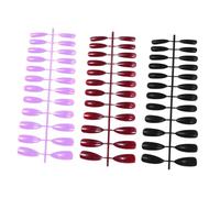 PLAFOPE 72pcs Long Pointed Oval False Nails Almond Shape Mixed Wine Red Black Purple Colors Artificial Fake Nails Set for Women and DIY Manicure