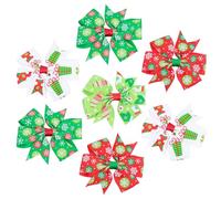 PLAFOPE 7pcs Christmas Bow Hair Clips for Cloth Hair Accessories with Classic Adorable Bow Design for Clubs and Easter Eye-catching