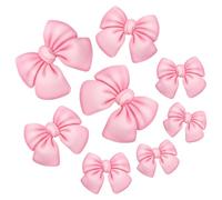 PLAFOPE 8 Pcs Light Pink Resin Bow Charms Set, Mini Fabric-Like Bows for Shoe, Sandal, Bag Decorations, Small Craft Embellishments for DIY Accessories
