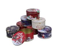 PLAFOPE 8 Pcs Xmas Tin Metallic Christmas Small Boxes Assorted Festive Presentation Email Occasion Card Container Eve Advent White Gifting Lid with Decoration Sweet Voucher Tinplate