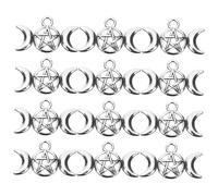 PLAFOPE 80pcs Alloy Jewelry Charms Triple Moon Pentagram Design for Earrings Necklace Bracelet DIY Crafting Smooth Edges Antique Silver Tone for Meditation Yoga Lovers gift for for for for for for