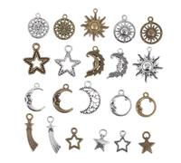 PLAFOPE 80pcs Antique Alloy DIY Pendant Charms Hollow Star Moon Sun Meteor Craft Jewelry Making Accessories for Bracelets Necklaces Earrings Keychains