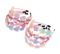 PLAFOPE 8pcs Colorful Heart Star Headbands for Gradient Rainbow Hairbands for Little Soft Elastic Hair Accessories for Party Daily Wear and Holiday Costumes