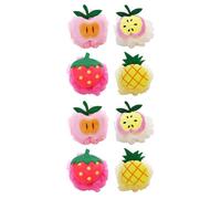 PLAFOPE 8pcs Fruit Mesh Bath Poufs Set - Peach Pink, Pineapple Yellow, Cream, Strawberry Magenta - Soft Shower Ball Back Scrubber for Bathroom Cleaning and Bathing