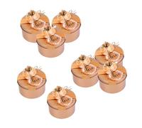 PLAFOPE 8pcs Golden Tinplate Candy Boxes for Wedding and Birthday Party, Elegant and Handy Packing Boxes with Flower Accessories, for Sealing up Candies and Wedding Presents