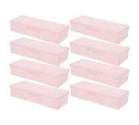 PLAFOPE 8pcs Manicure Tool Storage Container Pink Plastic Nail Supplies Organizer Box 7.6x3 Inch Professional Portability Efficient Organisation for Travel and Personal Nail Station