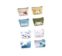 PLAFOPE 8pcs Mini Canvas Coin Purse Set, Simple Design with Adorable Appearance, Easy to Carry and Prevents Items from Falling, for Travel and Shopping