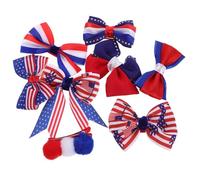 PLAFOPE 8pcs Patriotic Bow Hair Clips for Women Red White Blue Striped Duckbill Barrettes with Usa Flag Design Gentle Hold Fade-resistant Colors Independence Day Memorial Day Accessories