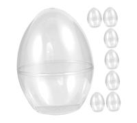 PLAFOPE 8pcs Plastic Easter Egg Candy Boxes, Fillable Jumbo Egg-Shaped Party Containers with Flat Bottom for DIY Craft, Home Decoration and Spring Holiday Candy Storage
