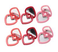 PLAFOPE 8pcs Refillable Makeup Container with Mirror Heart-Shaped Blusher Box for Eyeshadows Creams and Lip Balms Women and Girls Pink Red Rose Coral
