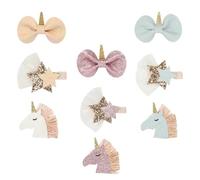 PLAFOPE 9pcs Hair Clips Set Sequin Bow Knot and Star Design, Adorable Iron Hairpins that Fit the Head Well for Party and Birthday Hairstyles
