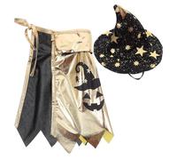 PLAFOPE Adjustable Black Star Cat Wizard Costume with Soft Cloak and Hat Comfortable Pet Halloween Outfit for Cats and Small Dogs Magical Cloak for Cosplay and Party