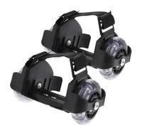 PLAFOPE Adjustable LED Light-up Roller Skates, Portable Pvc Flashing Wheel Shoes with Three-color Fire Wheels, Black Heel Rollers for Outdoor Skating and Birthday