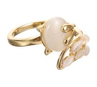 PLAFOPE Adjustable Open Women Animal Ring with Golden Metal and Rhinestones, Stylish Cat's Eye Fox Design, for Cocktail and Party Wear