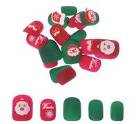 PLAFOPE Almond Shape Christmas False Nails for Women Full Cover Short Press Tips with Festive Santa Design Quick Application Removal Fit Winter Nail Art