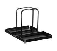 PLAFOPE Aluminum Salt and Pepper Dispenser Shelf with Napkin Rack Sturdy Kitchen Condiment Organizer for Countertop Storage Stylish Black Multi Purpose Holder for Spice Jars and Paper