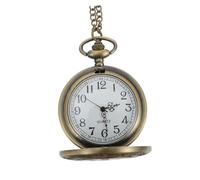 PLAFOPE Antique Bronze Roman Numeral Pocket Watch with Chain Decorative Hanging Quartz Movement Timepiece Stylish Steampunk Design for Men and Collectors