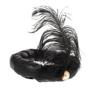 PLAFOPE Arabian Style Performance Prince Hat with Plume Decoration for Cosplay Party Festival Accessory Masquerade Carnival Wedding Photo Props Black Indian Headdress