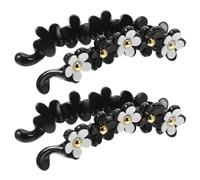 PLAFOPE Banana Hair Clips Comfortable to Use and Non-slip Acrylic 2pcs Five-petaled Flower Black Colour, Elegant Design for Women and Girls for Parties and Balls