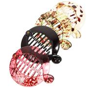 PLAFOPE Banana Hair Clips Ponytail Holders 4Pcs Oxford Material Black Light Brown Dot Flower Light Red Spray for Thick Fine Grip Hair Accessories