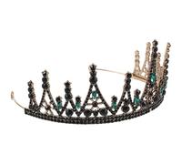 PLAFOPE Baroque Bridal Tiara Crown with Green Rhinestones Vintage Queen Hairband Wedding Headpiece for Bride Formal Events Hair Jewelry