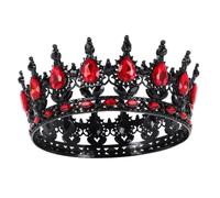 PLAFOPE Baroque Crown Headpiece Vintage Black and Red Crystal Tiara for Women Elegant Prom and Halloween Costume Accessory Luxurious Queen Bridal Hairpiece with Sophisticated Design