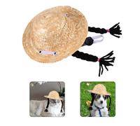 PLAFOPE Black Wool Cat Hat with Adorable Wig Design, Creative Sunlight Prevention Hat for Cats, Simple and Funny Style for Outdoor Use