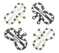 PLAFOPE Bow Hair Clips for Managing Hair and Bangs 4pcs Black and White Polka Dot and Metal Side Clip Design for Different Occasions