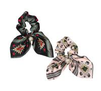 PLAFOPE Bow-Tie Hairband Bowknot Hair Ring 2Pcs Satin Fabric Ribbon Scrunchies Stretchable Lightweight Creative Hair Accessories for Daily Use and Ceremonies