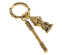 PLAFOPE Brass Zodiac Monkey Keychain with Luck Staff Pendant Chinese Mythology Collectible Ornament for Wallet Handbag Car Accessories Unique Luck Hanging Charm