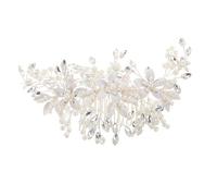 PLAFOPE Bride Wedding Hair Accessories Pearl Crystal Comb Decorative Headpiece Flower Leaf