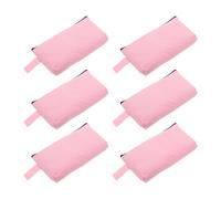PLAFOPE Canvas Makeup Pouch Set with Zipper Multi-Purpose Toiletry Travel Organizer and Cosmetic Storage Bags 6pcs in Pink Versatile Use for Professionals and Makeup Artists